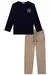 Conjunto camiseta manga longa e calca sarja caqui lucboo