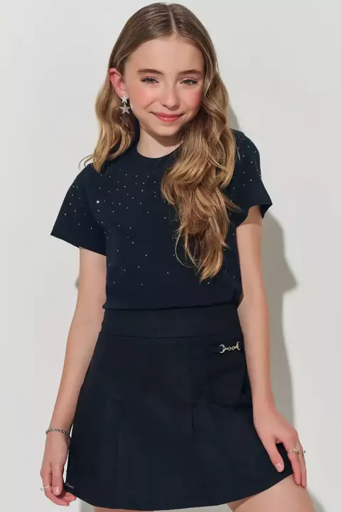 camiseta tshirt preto /offwhite strass adolescente lilimoon