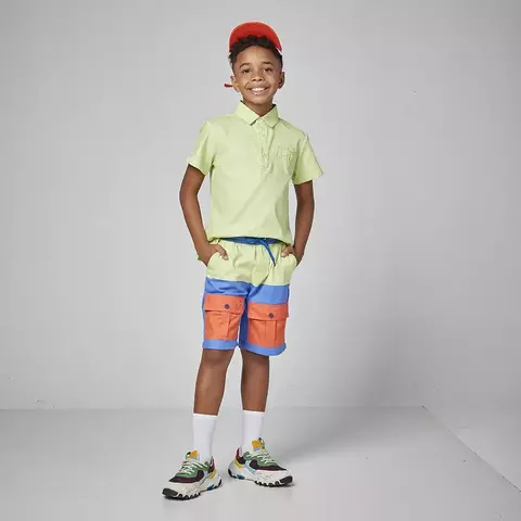 camisa manga curta tricoline verde lima oliver