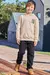 Conjunto Moletom Flanelado Capuz Offwhite Calca cinza LucBoo