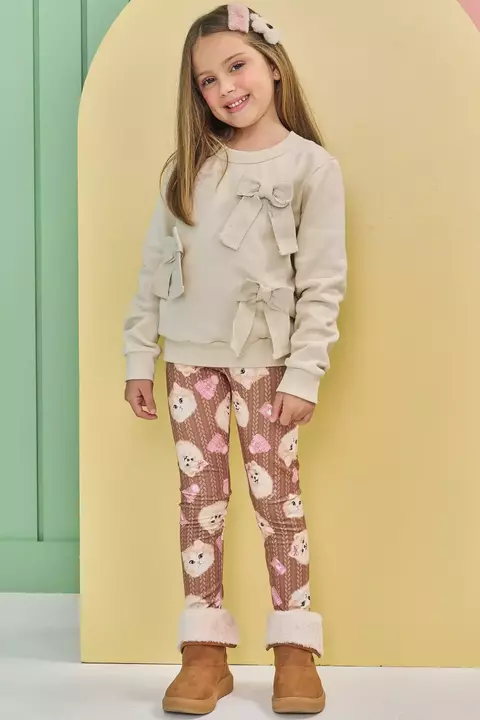 Conjunto blusa Moletom gola careca legging termica Kukie