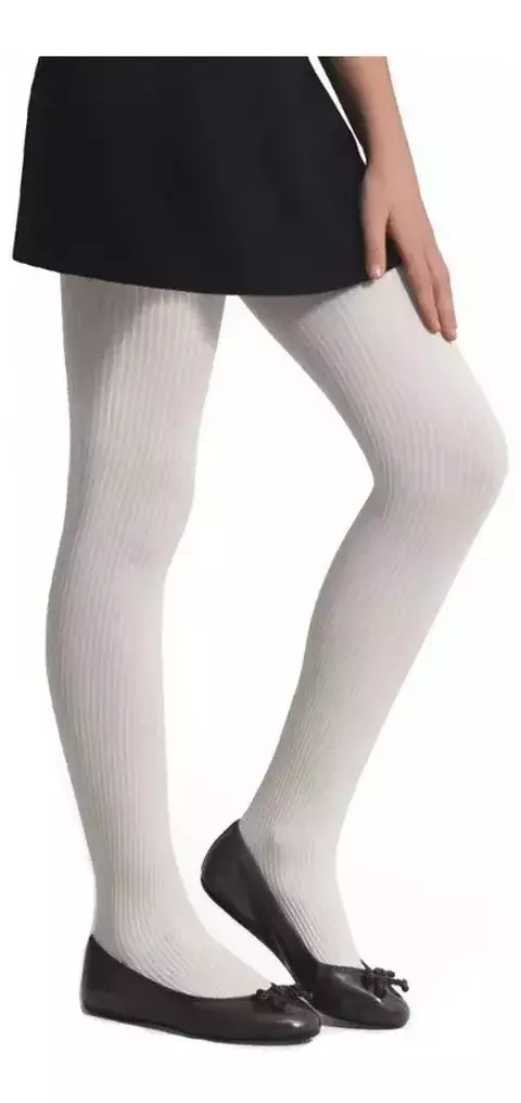 Meia Calça Elastano Fio 70 Canelada Selene Branca M