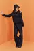 Conjunto Blusa Moletom Preto Recortes Calça Wideleg Teen