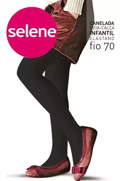 Meia Calça Elastano Fio 70 Canelada Selene preta g