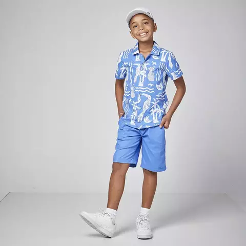 Conjunto camisa tricoline alfaiataria short bolso oliver