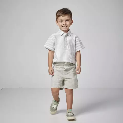 CONJUNTO MENINO INFANTIL BATA E BERMUDA SOCIAL ARRUMADO
