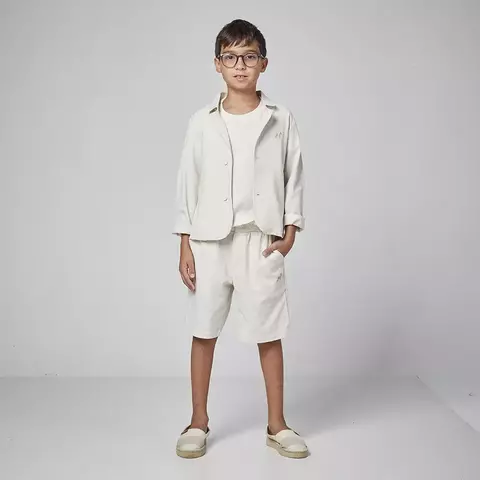 Bermuda Linho bolso faca Alfaiataria cor crua oliver