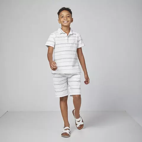 Conjunto bata listrada shorts alfaiataria off-while oliver