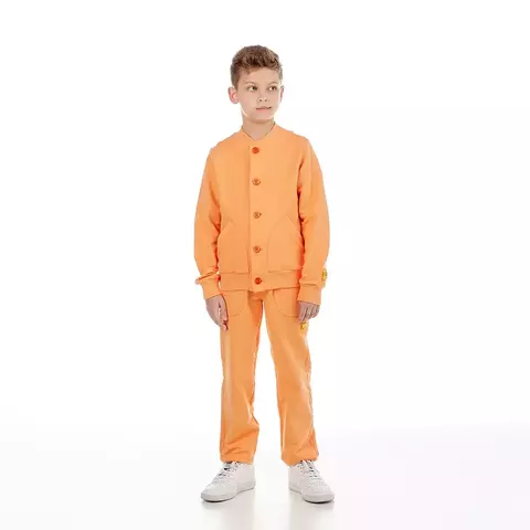 Conjunto moletom casaco botão calça moletom laranja oliver