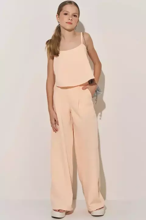 Conjunto Top Cropped Calça Tecid Plano Viscose Lilimoon Teen