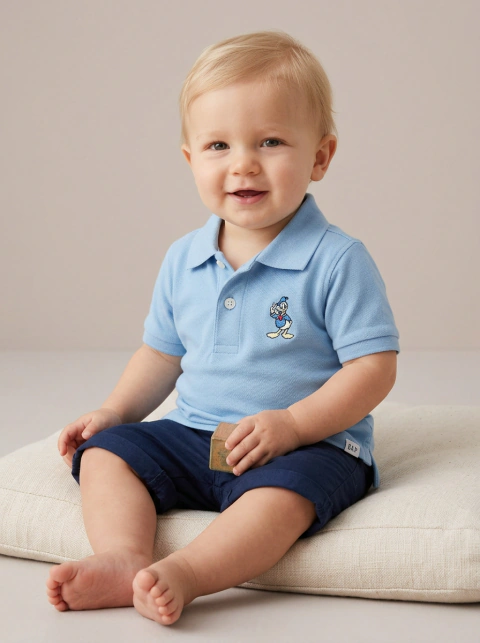 Camiseta Menino Polo Piquet Disney Pato Donald 12-18m