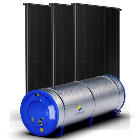 Kit Aquecedor Solar 500 Litros / Baixa Pressão / Placas COBRE - LiderSol