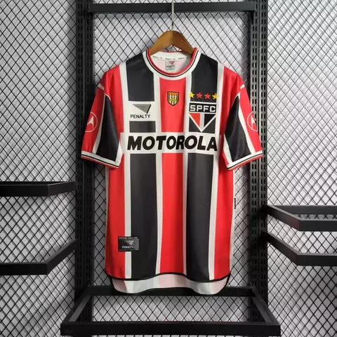 Camisa São Paulo SPFC II Vermelha, Preta e Branco Retrô 2000 - Penalty - comprar online