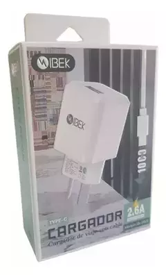 CARGADOR USB 5V 2.6A IBEK TIPO C IB-2602