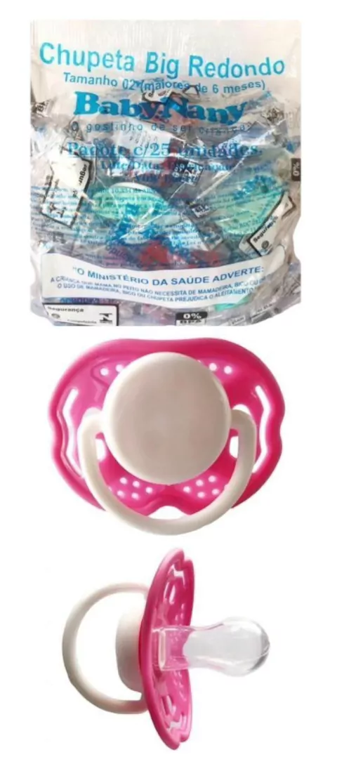 Chupeta Big Bico Redondo 10 unidades Rosa baby nany