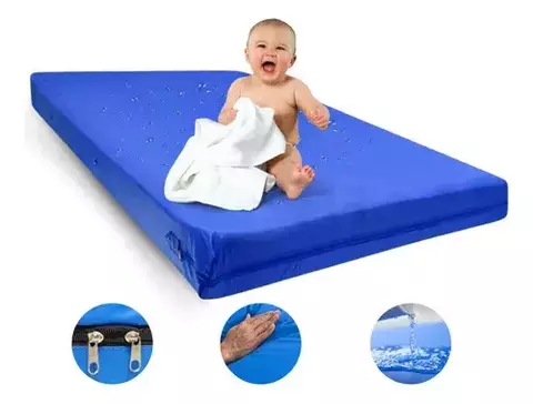 Capa De Colchão Com Ziper Impermeável Berço 130x70x12 Cor Azul