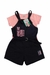 Jardineira Feminina Infantil Moletom Give me Likes - Quimby