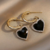 Brinco Argola Coração Strass Preto Folheado A Ouro 18K Antialérgico - comprar online