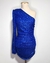 Vestido Curto Paetê Azul Drapeado - comprar online