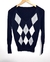 Blusa Manga Longa Azul Marinho Xadrez - Nosso Cabide