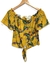 Cropped Tomara que Caia Mostrarda Florido - comprar online