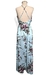 Vestido Longo Evasê Azul Estampa Flores - loja online