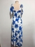 Vestido Longo Azul e Branco Floral - comprar online