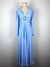 Vestido Azul Cropped Manga Longa e Saia com Fenda - comprar online
