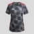 Camisa feminina Third do Flamengo versão 24/25 com design geométrico em tons de cinza e detalhes em vermelho.