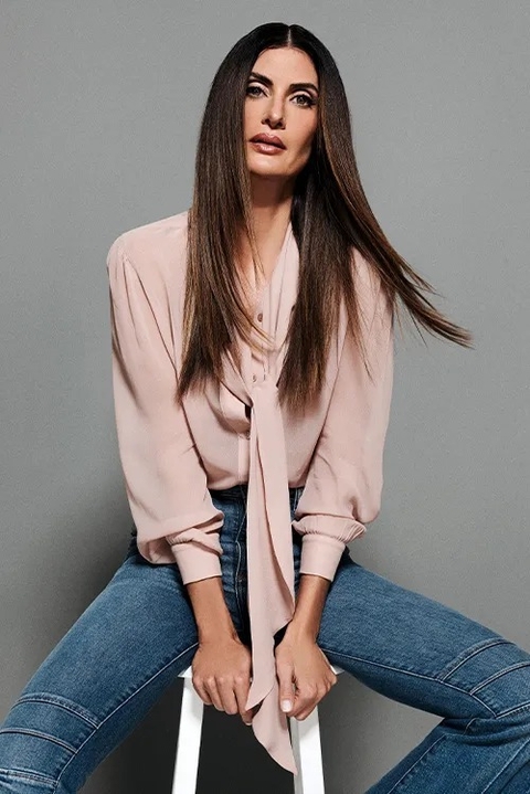 Camisa Seda Camila Rosa Seco