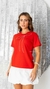 T-shirt Gola Tradicional Aplicação Laço Brilho Vermelha - Milla Fulô Store