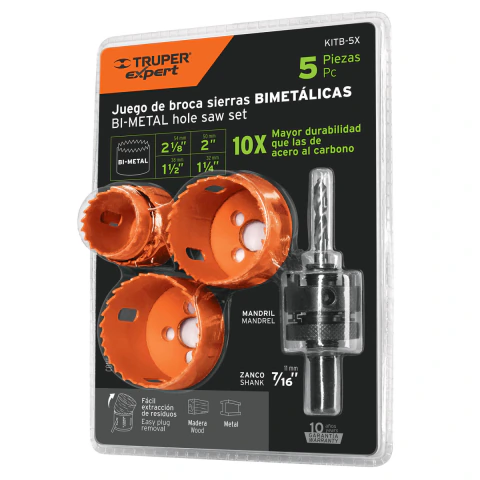 JGO 5 SIERRAS COPA BIMETAL + MECHA CENTRADORA EN BLISTER - TRUPER