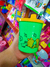 Vaso plastico bebé verde manzana tapa amarilla