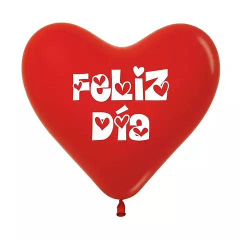 GLOBO LATEX CORAZON 2 CARAS FELIZ DIA FASHION ROJO