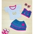 Conjunto 3 Peças Camisa + Bolero + Saia Estilo Jeans