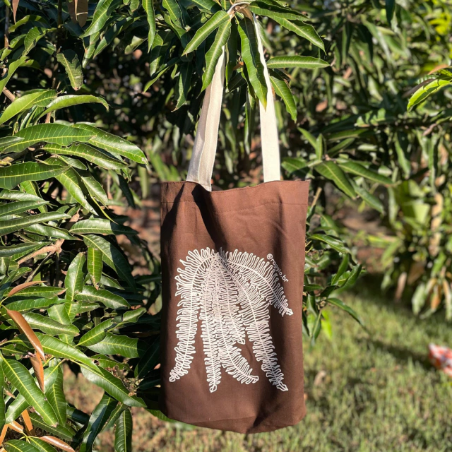 Ecobag Samambaia Marrom - Brim com Alças de Algodão