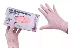 GUANTES ROSAS NITRILO X10
