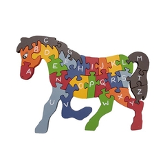 Quebra Cabeça Cavalo Didático em Madeira - Letras e Números - comprar online