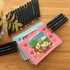 Kit 2 Livros de colorir Comfy and Cozy + 24 Canetinhas - Marmelo