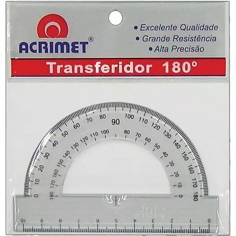 Transferidor Poliestireno 180 Graus Cristal