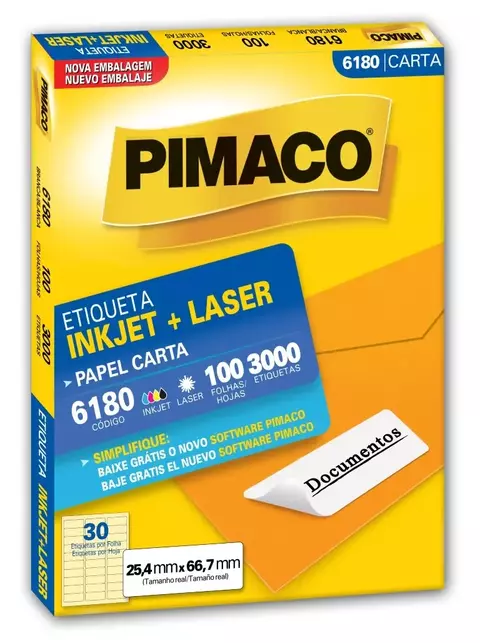 ETIQUETAS PIMACO INKJET LASER CARTA 6180