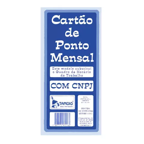 CARTÃO DE PONTO MENSAL 1 UN. TAMOIO
