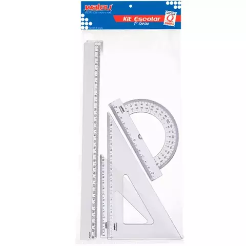Conjunto Régua Transferidor Esquadro Escolar Geométrico