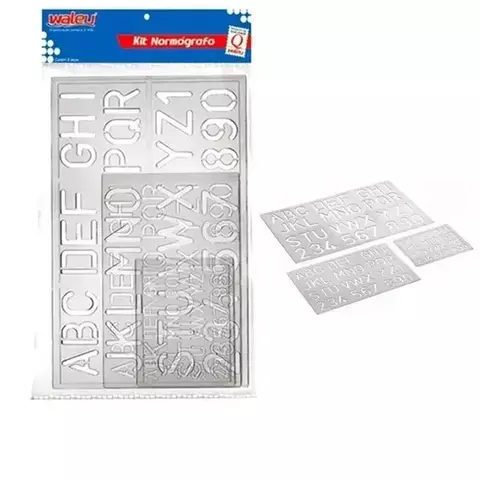 Kit Normógrafo Cristal C/ 3 Réguas De Letras E Números