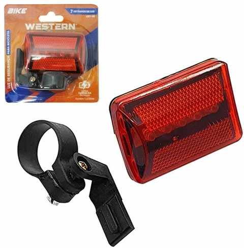LANTERNA TRASEIRA PARA BICICLETA COM 5 LEDS A PILHA NA CARTELA