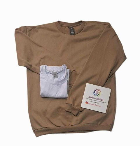 BLUSA MOLETON CAQUI + BLUSA BRANCA LISA DE ALGODÃO