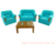 JUEGO DE LIVING 2 CUERPOS TELA CHENILLE AQUA - Villanova Hogar