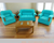 JUEGO DE LIVING 2 CUERPOS TELA CHENILLE AQUA - comprar online