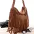 Bolsa de Franjas Estilo Boho Camurça Sintética