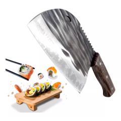 Cuchillo Hacha Dentado Mango de Madera